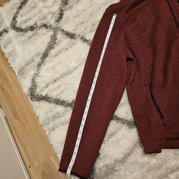 LL Bean Mens Jacket Large Regular Rust Knit Slightly Fitted Casual Fleece - Picture 12 of 14